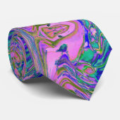 Koel Abstract Chartreuse en warmroze roovy Retro Stropdas (Opgerold)