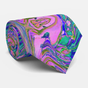 Koel Abstract Chartreuse en warmroze roovy Retro Stropdas