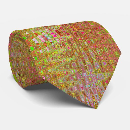 Koel abstract geel en goud atomaire retro zigzagge stropdas (Opgerold)
