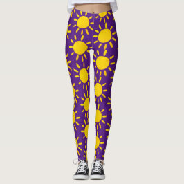 Koel Abstract Geel Zomer Zon Patroon Paars Leggings