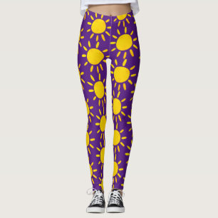 Koel Abstract Geel Zomer Zon Patroon Paars Leggings