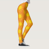 Koel Abstract geel zomerkamerpatroon op Oranje Leggings (Rechts)