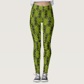 Koel Abstract groen en zwart geometrisch patroon Leggings (Voorkant)