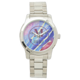 Koel Abstract Kunstblauw Paars Roze Magenta E-Watc Horloge