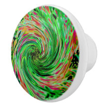 Koel Abstract Lime Groen en Zwarte Bloemige Draaik