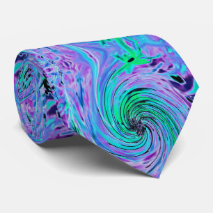 Koel abstract limoengroen en paarse bloemenswirl stropdas