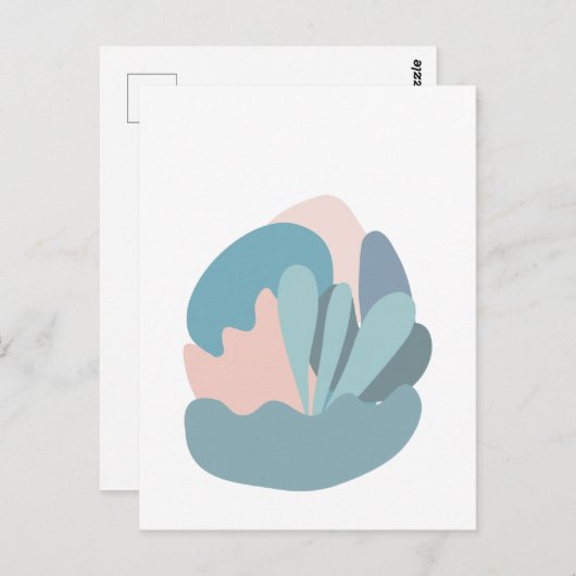 Koel Abstract Modernisme in Blauw en Blush Briefkaart (Voorkant / Achterkant)