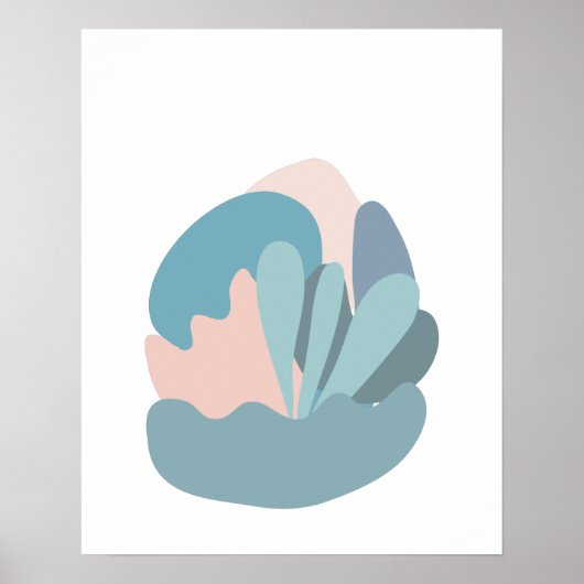 Koel Abstract Modernisme in Blauw en Blush Poster (Voorkant)