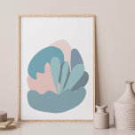 Koel Abstract Modernisme in Blauw en Blush Poster<br><div class="desc">Dit  moderne kunstontwerp kenmerkt de leuke organische vormen in een prachtig kleurenpalet van zachte blauwe en wazige roze.</div>