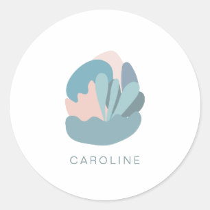 Koel Abstract Modernisme in Blauw Gepersonaliseerd Ronde Sticker