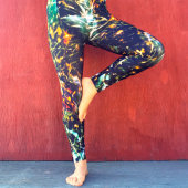 Koel Abstract Oranje witte Spletters Zwarte Melkwe Leggings