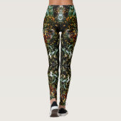 Koel Abstract Oranje witte Spletters Zwarte Melkwe Leggings (Achterkant)