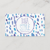 Koel Abstract Paarse & Blauwe Waterverf Patroon Visitekaartje (Voorkant)