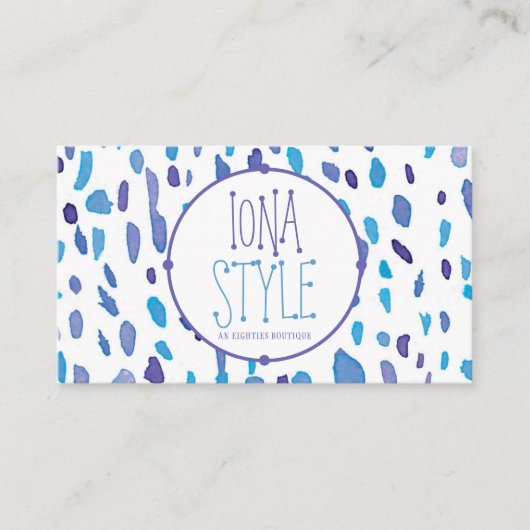 Koel Abstract Paarse & Blauwe Waterverf Patroon Visitekaartje (Voorkant)