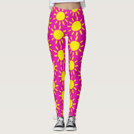 Koel Abstract PInk en geel zomerzonnetjespatroon Leggings