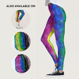 Koel Abstract Regenboog Gradiënt Pixel Art Patroon Leggings