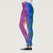 Koel Abstract Regenboog Gradiënt Pixel Art Patroon Leggings (Links)