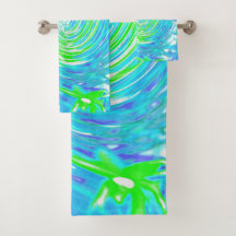 Koel abstract retro aqua en limoengroene draaikolk