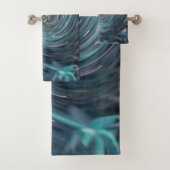 Koel Abstract Retro Black en Blauwgroen kosmische  Bad Handdoek (Insitu)