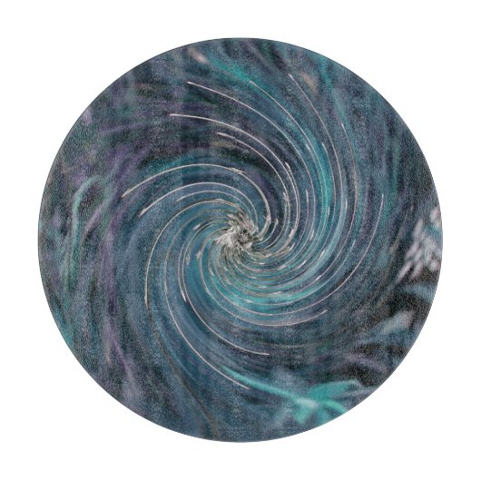 Koel Abstract Retro Black en Blauwgroen kosmische  Snijplank (Voorkant)