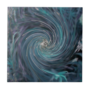 Koel Abstract Retro Black en Blauwgroen kosmische  Tegeltje