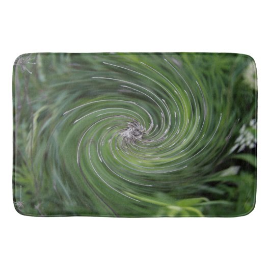 Koel Abstract Retro Chartreuse Green Floral Swirl Badmat (Voorkant)