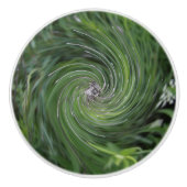 Koel Abstract Retro Chartreuse Green Floral Swirl Keramische Knop (Voorkant)