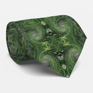 Koel Abstract Retro Chartreuse Green Floral Swirl Stropdas