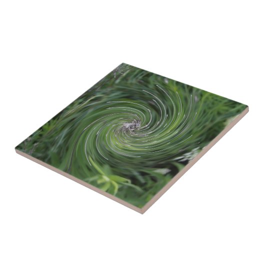 Koel Abstract Retro Chartreuse Green Floral Swirl Tegeltje (Zijkant)