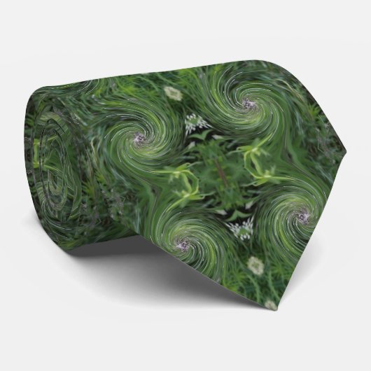 Koel Abstract Retro Chartreuse Groen Bloemig Draai Stropdas (Opgerold)