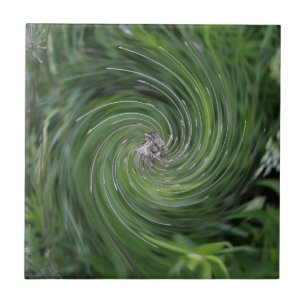 Koel Abstract Retro Chartreuse Groen Bloemmotief D Tegeltje