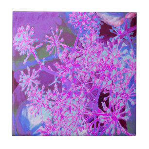 Koel Abstract Retro Natuur in Heet Roze en Paars Tegeltje