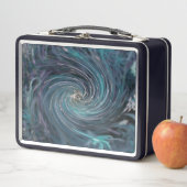 Koel Abstract Retro Zwart en Teal Kosmische Draaik (In situ)