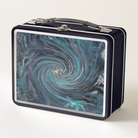 Koel Abstract Retro Zwart en Teal Kosmische Draaik (Voorkant)