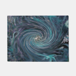 Koel Abstract Retro Zwart en Teal Kosmische Draaik Deurmat