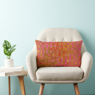 Koel Abstract Rood en Geel Atomair Retro Zigzagpat Kussen