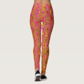Koel Abstract Rood en Geel Atomair Retro Zigzagpat Leggings (Achterkant)