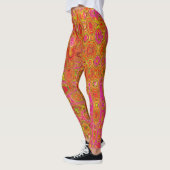 Koel Abstract Rood en Geel Atomair Retro Zigzagpat Leggings (Links)