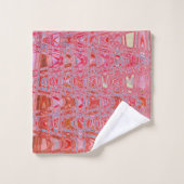 Koel Abstract Rood en Roze Retro Zigzag Golven Bad Handdoek (Wasdoekje)