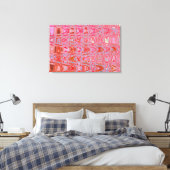 Koel abstract rood en roze retro zigzag golven canvas afdruk (Insitu (Slaapkamer))