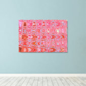 Koel abstract rood en roze retro zigzag golven canvas afdruk (Insitu (Houten vloer))