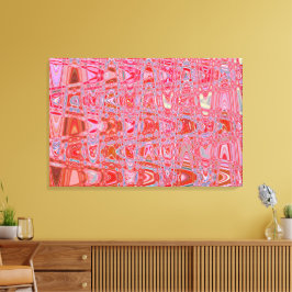 Koel abstract rood en roze retro zigzag golven canvas afdruk