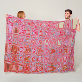 Koel Abstract Rood en Roze Retro Zigzag Golven Fleece Deken