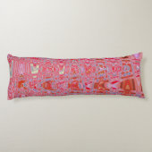Koel abstract rood en roze retro zigzag golven lichaamskussen (Achterkant)