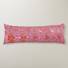 Koel abstract rood en roze retro zigzag golven lichaamskussen