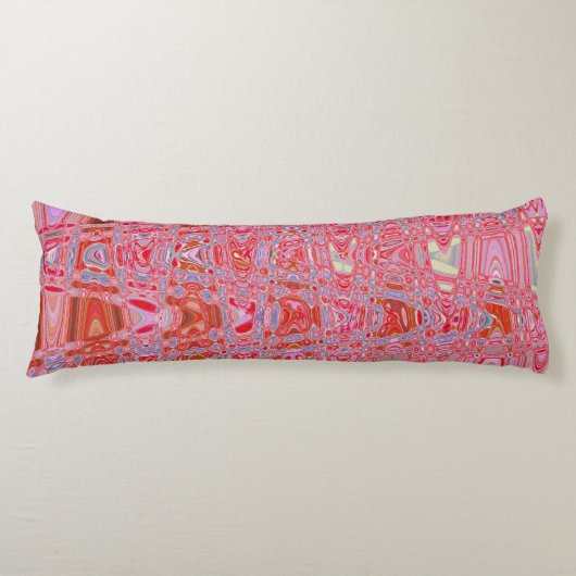 Koel abstract rood en roze retro zigzag golven lichaamskussen (Voorkant)