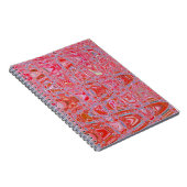 Koel abstract rood en roze retro zigzag golven notitieboek (Rechterzijde)
