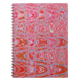Koel abstract rood en roze retro zigzag golven notitieboek