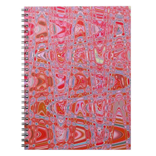 Koel abstract rood en roze retro zigzag golven notitieboek (Voorkant)