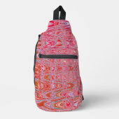 Koel Abstract Rood en Roze Retro Zigzag Golven Sling Bag (Voorkant)